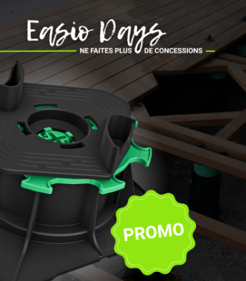 Profitez dès maintenant d’une remise de 15% sur la gamme EASIO pour terrasses en bois et composite.