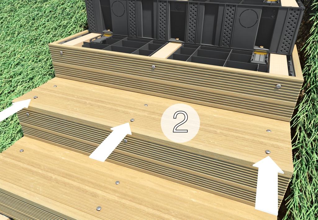 fixation lames d'un escalier en bois