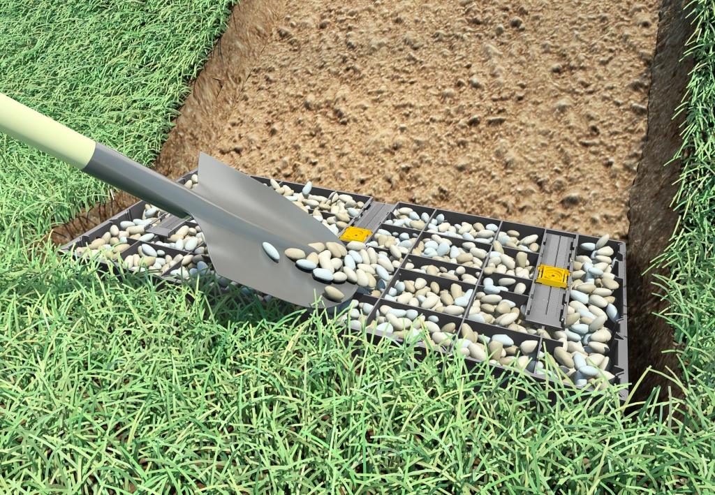 remplissage graviers marche d'escalier