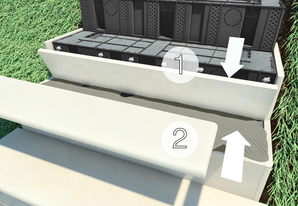 pose dalles d'un escalier en dallage céramique pierre