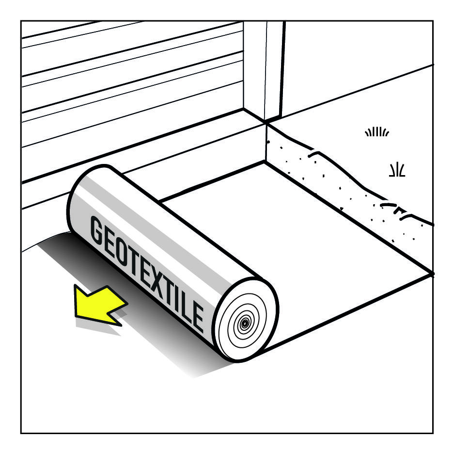 pose d'un géotextile pour allée pavée piétonne