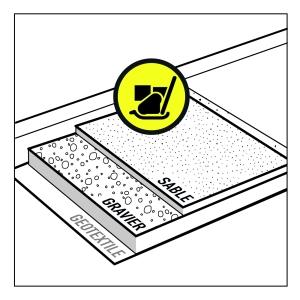 couches de forme et de réglage pour parking en gravillon